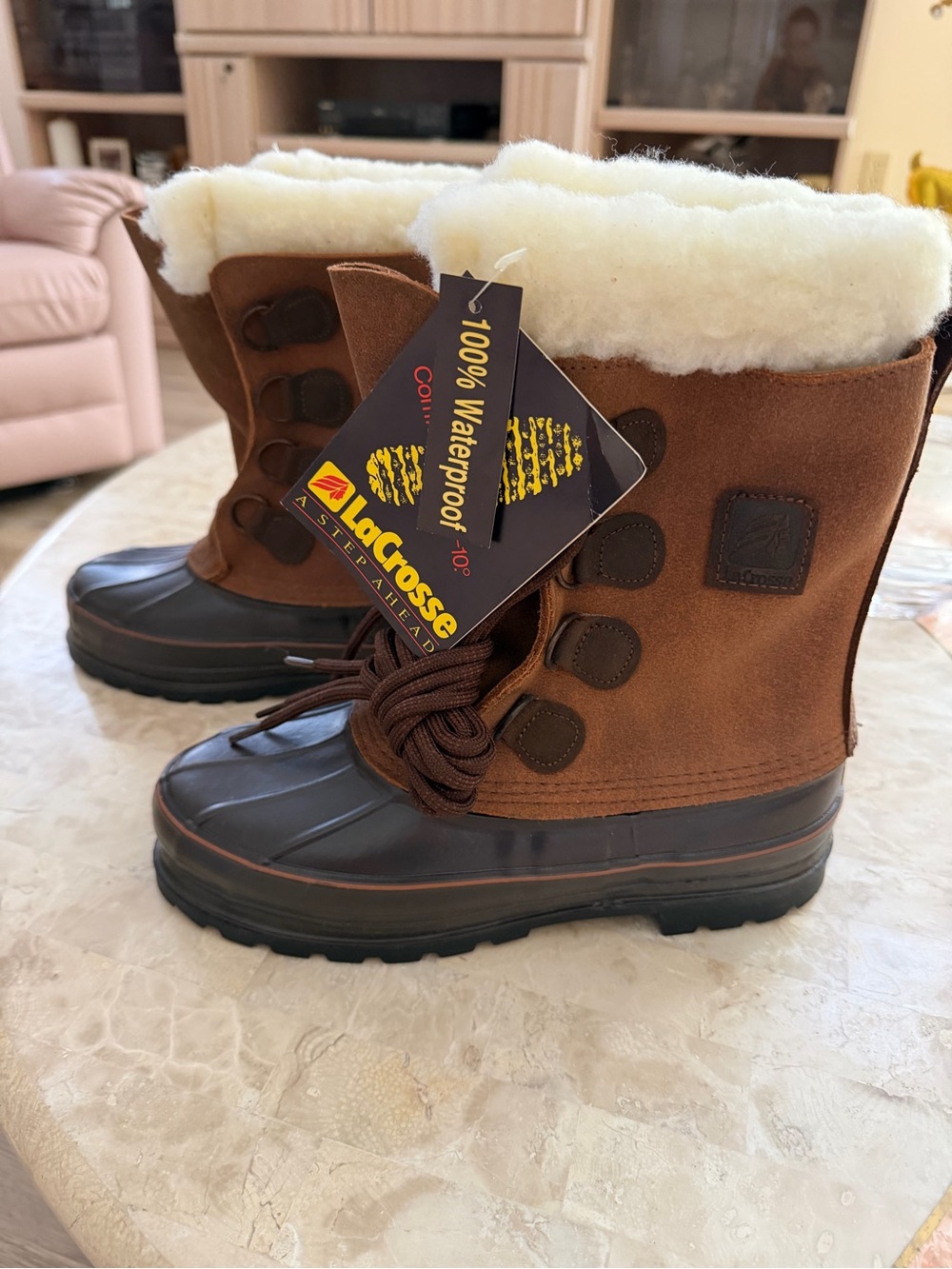 LaCrosse Brown and Cream Waterproof Winter Boots